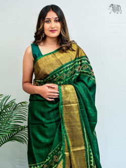 Green Raw Silk Rajkot Patola Saree