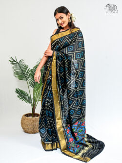 Black Raw Silk Rajkot Patola Saree