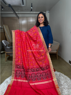 Red Rajkot Patola Handwork Pure Silk Saree