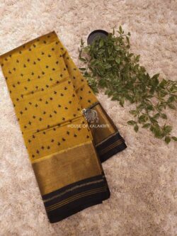Mustard Black Rajkot Patola Pure Silk Saree