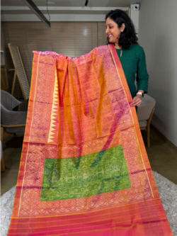 Carrot Pink Rajkot Patola Pure Silk Saree