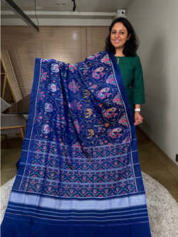 Blue Rajkot Patola Pure Silk Saree