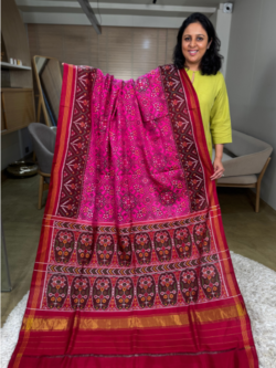 Rani Patan Patola Single Ikkat Pure Silk Saree