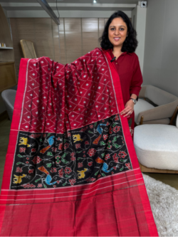 Maroon Pure Raw Silk Rajkot Patola Saree