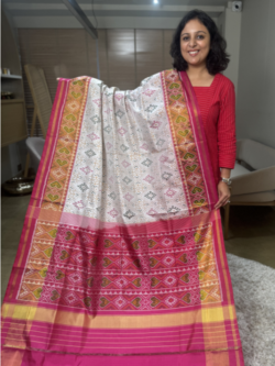 White Rajkot Patola Pure Silk Saree