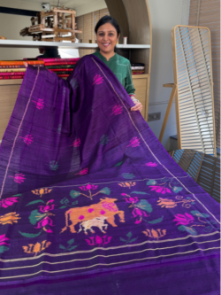 Purple Pure Raw Silk Patola Saree