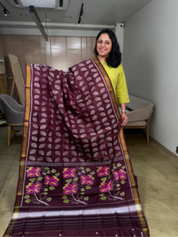 Chocolate Brown Rajkot Patola Pure Silk Saree