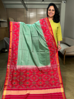 sea green rajkot patola pure silk saree