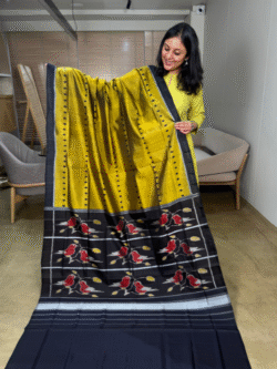 Mustard Rajkot Patola Pure Silk Saree