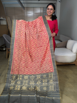 carrot pink pure raw silk Rajkot patola Saree