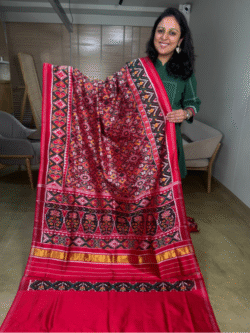 Red Twill Patola Pure Silk Saree