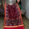Maroon Twill Tissue Patola Pure Silk Saree