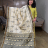 Mustard Tissue single ikkat pure silk saree