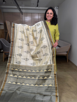 Mustard Tissue single ikkat pure silk saree