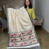 off-white rajkot patola pure silk saree
