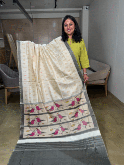 off-white rajkot patola pure silk saree