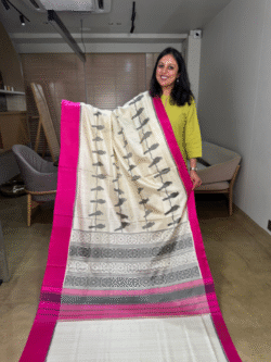 off-white rajkot patola pure silk saree