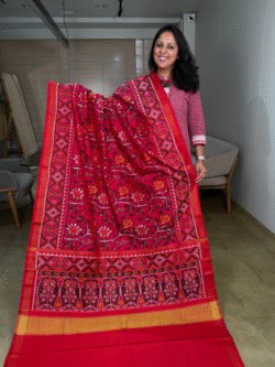 Pink Single Ikkat Pure Silk Patola Saree