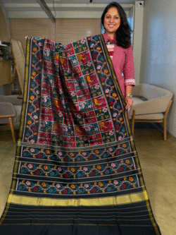 Black Pure Silk Single Ikkat Patola Saree