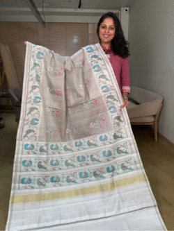 Chocolate Off-white Pure Silk Single Ikkat Patola Saree