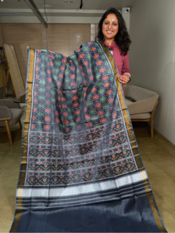 Grey Rajkot Patola Pure Silk Saree