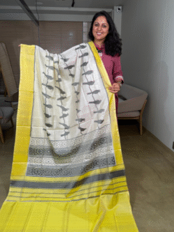 Off White Patola Pure Silk Saree