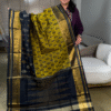 mustard black rajkot patola pure silk saree
