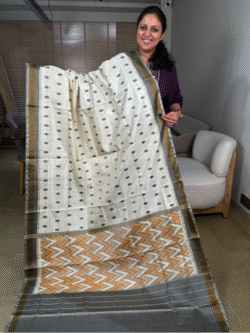 off-white rajkot patola pure silk saree