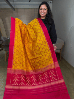 Yellow Rajkot Patola Pure Raw Silk Saree