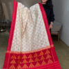 Off White Rajkot Patola Pure Raw Silk Saree