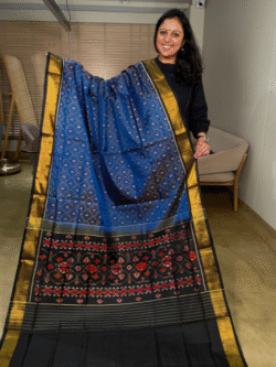 Blue Rajkot Patola Pure Silk Saree