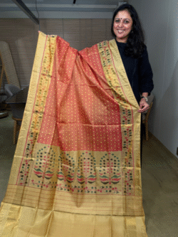 Peach Rajkot Patola Pure Silk Saree