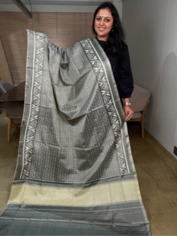 Grey Rajkot Patola Pure Silk Saree