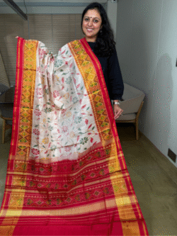 White Red Rajkot Patola Pure Silk Saree