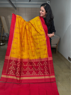 Yellow Rajkot Patola Pure Raw Silk Saree