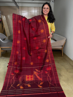 Brown Raw Silk Rajkot Patola Pure Silk Saree