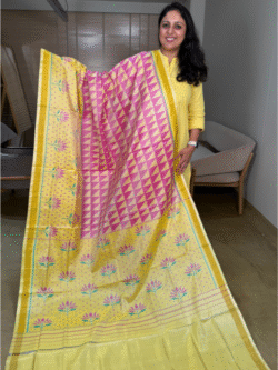 Pink to Yellow Rajkot Patola Pure Silk Saree