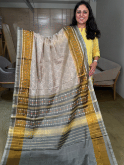 White-Grey Rajkot Patola Pure Silk Saree