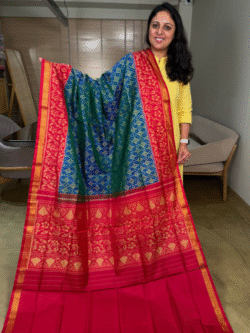 Blue-Red Rajkot Patola Pure Silk Saree