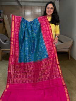 Peacock Blue Rajkot Patola Pure Silk Saree