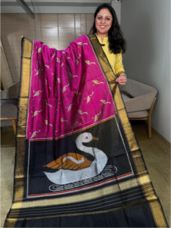Magenta-Black Rajkot Patola Pure Silk Saree