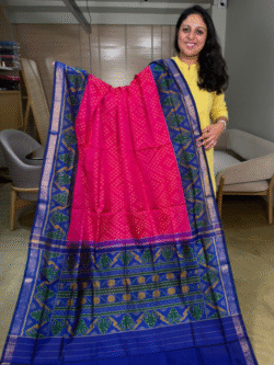 Pink-Blue Rajkot Patola Pure Silk Saree