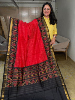 Red-Black Rajkot Patola Pure Silk Saree