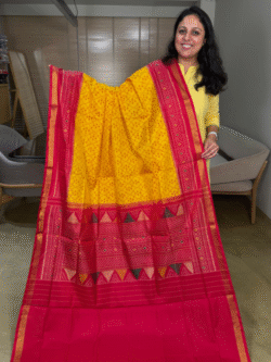 Yellow-Red Rajkot Patola Pure Silk Saree