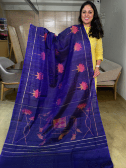 Blue Raw Silk Rajkot Patola Pure Silk Saree