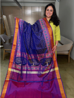 Blue Magenta Rajkot Patola Pure Silk Saree