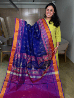 Blue Magenta Rajkot Patola Pure Silk Saree